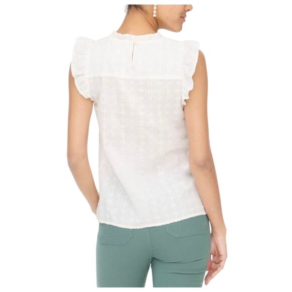 J.Crew White Flutter-Sleeve Cotton Clip Top Blouse NWT Size M - Picture 2 of 7
